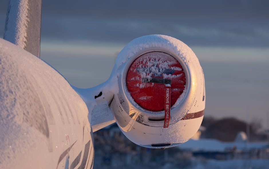 A close-up view of an outdoor glycol bottle covered with a layer of snow, featuring a red cap with a white warning label that reads 'REMOVE BEFORE FUEL.' The bottle is positioned on a snowy surface, with a background showing a cold, overcast sky and distant, blurred structures. The snow on the bottle and cap indicates recent snowfall or cold weather conditions, common in environments where outdoor waste or equipment storage occurs. The scene suggests a setting where winter weather has accumulated on equipment possibly related to maintenance or industrial use, highlighting the need for careful handling and disposal of such items as part of rubbish removal or waste management services. The image emphasizes the importance of proper disposal and storage of hazardous or sensitive items in cold climates, relevant to private waste collection and independent clearance services. The focus on the snow-covered container and surrounding environment offers a natural, factual context for waste management providers operating in outdoor or industrial areas.